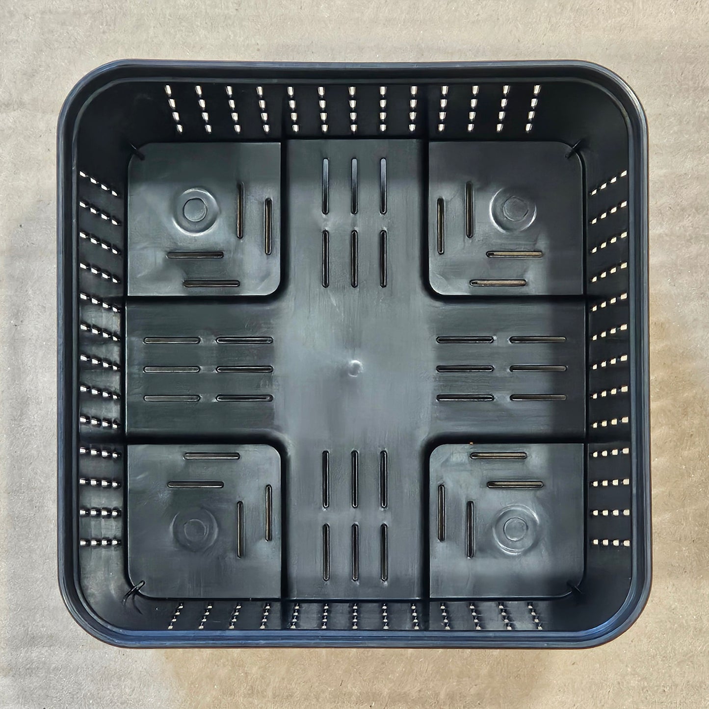 PureLife Plastic Slotted Pot Black 5.5" square