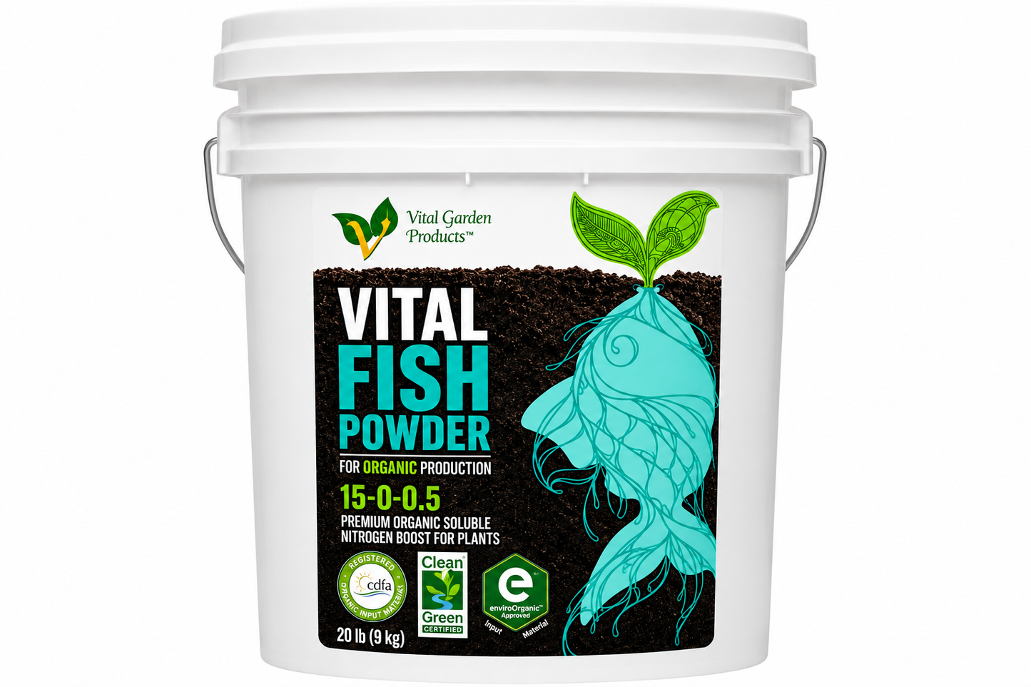 Vital Fish Powder (Fish Protein Hydrolysate)  - Soluble Grow Fertilizer 15-0-0.5