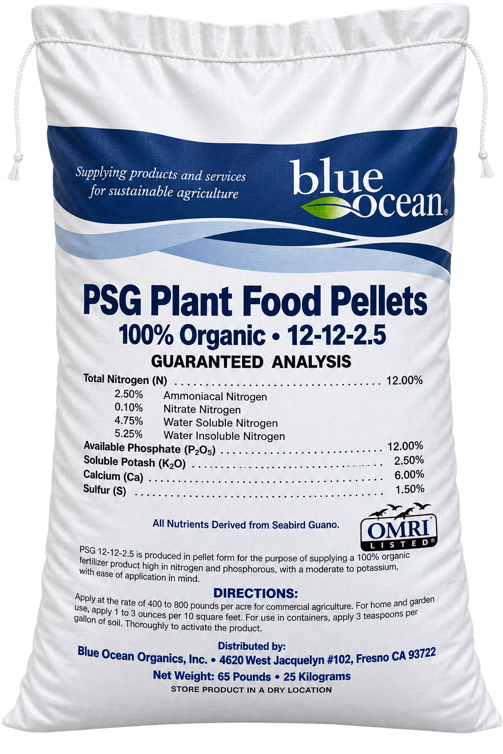 Blue Ocean Organics Peruvian Seabird Guano 12-12-2.5 55LB