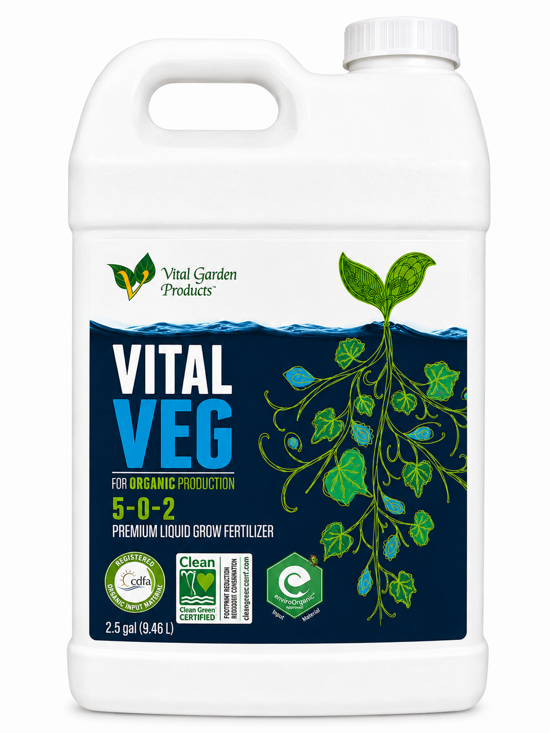 Vital Veg - Plant Based Liquid Grow Fertilizer 5-0-2
