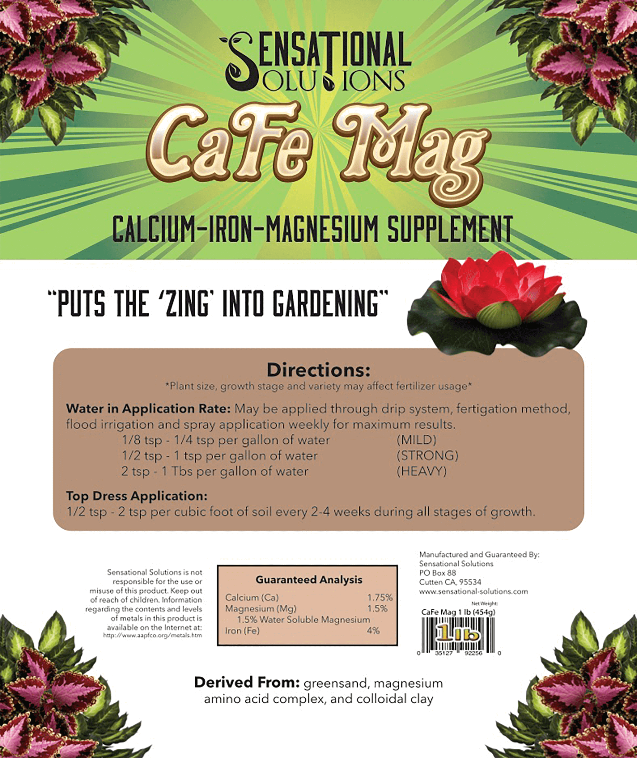 Sensational Solutions CaFe Mag Label