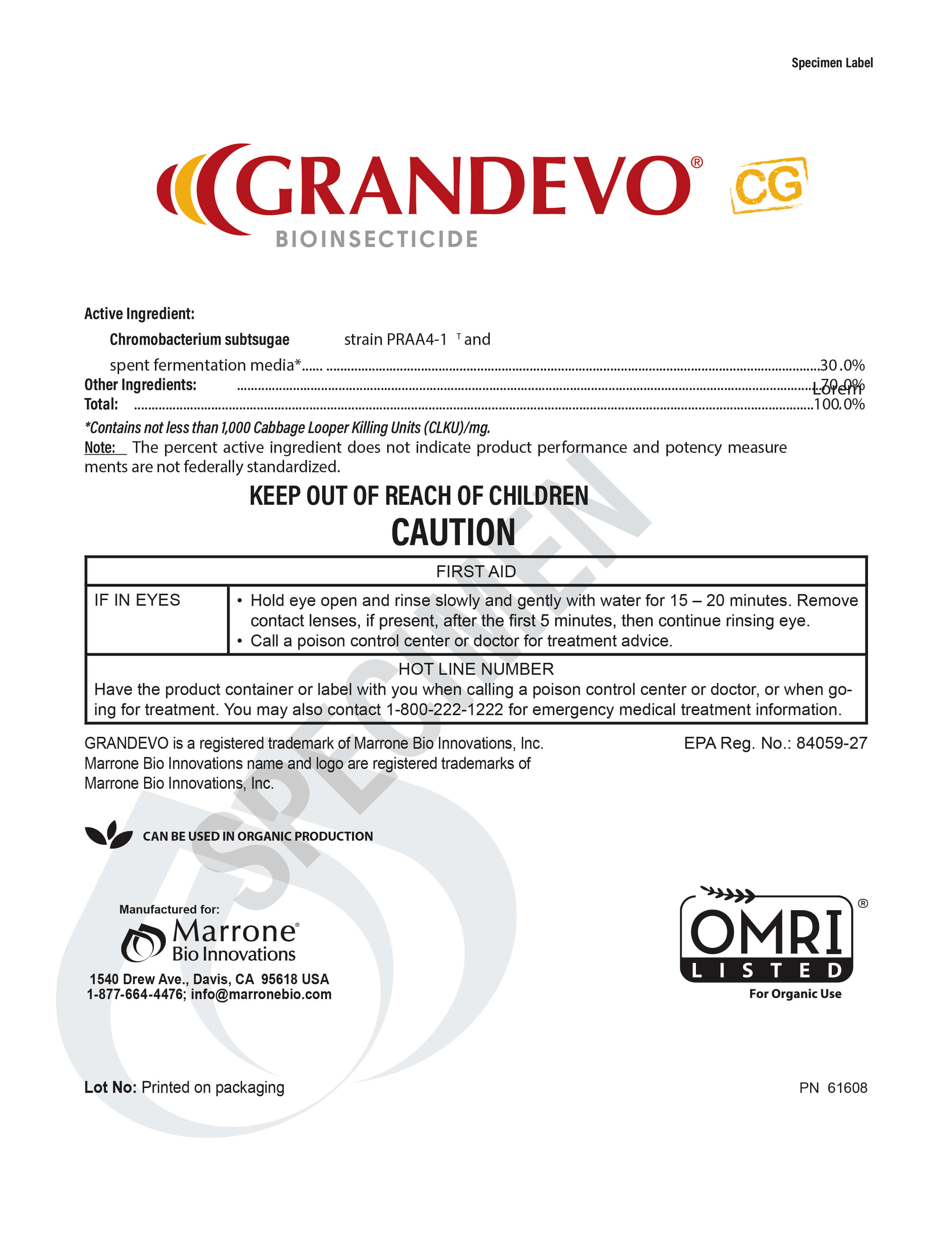 Marrone Bio Grandevo label