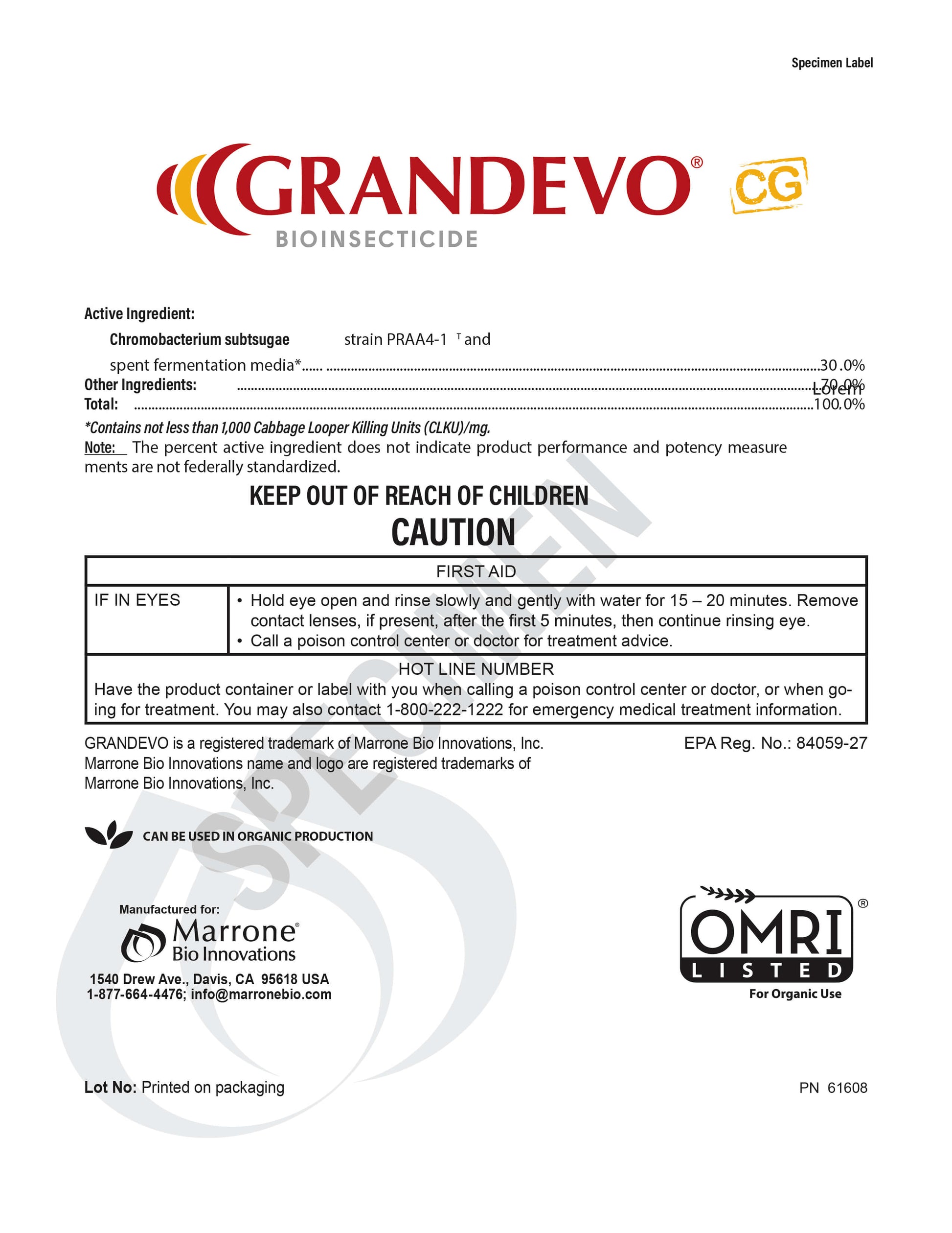 Marrone Bio Grandevo label