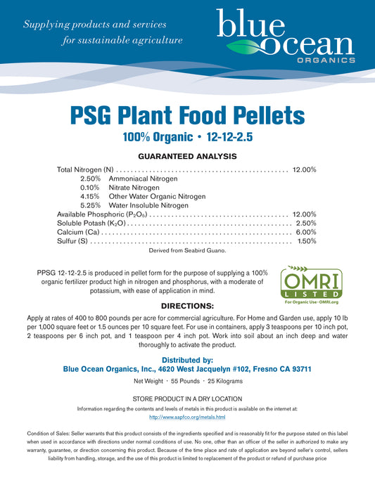 Blue Ocean Organics Peruvian Seabird Guano 12-12-2.5 55LB